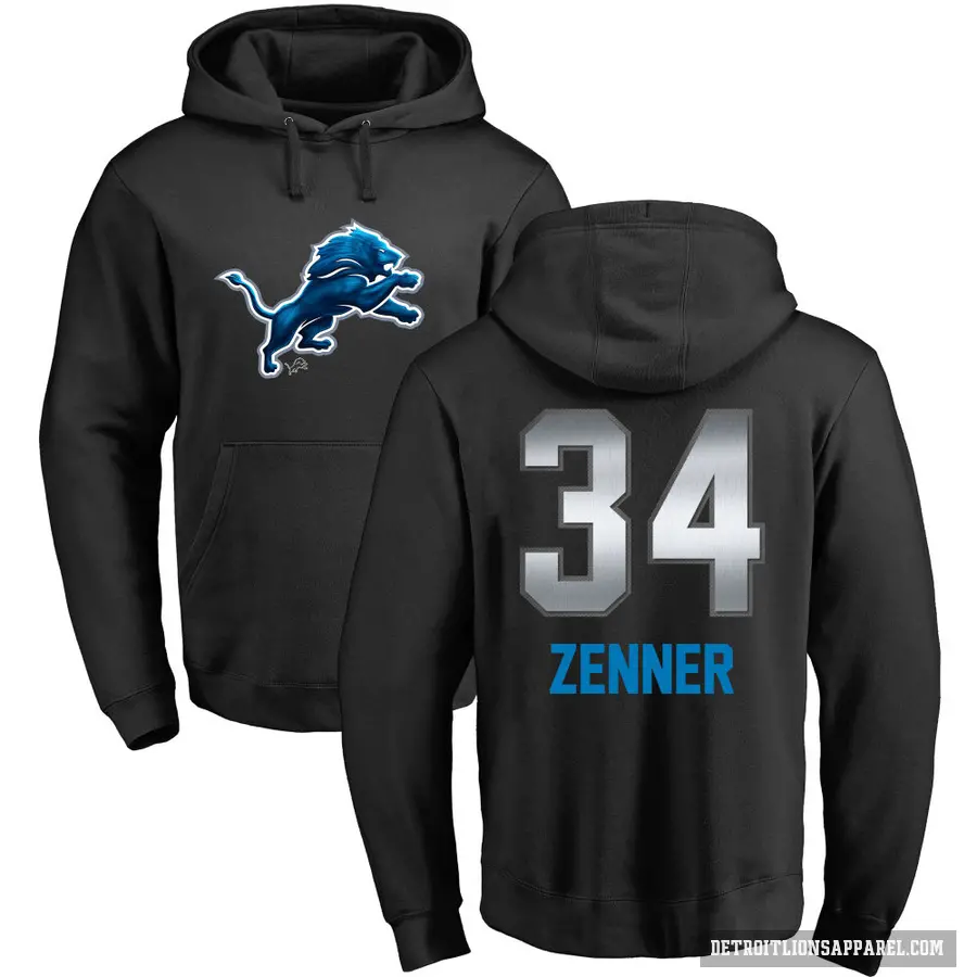 Youth ＃34 Zach Zenner Detroit Lions Black Midnight Mascot Pullover Hoodie