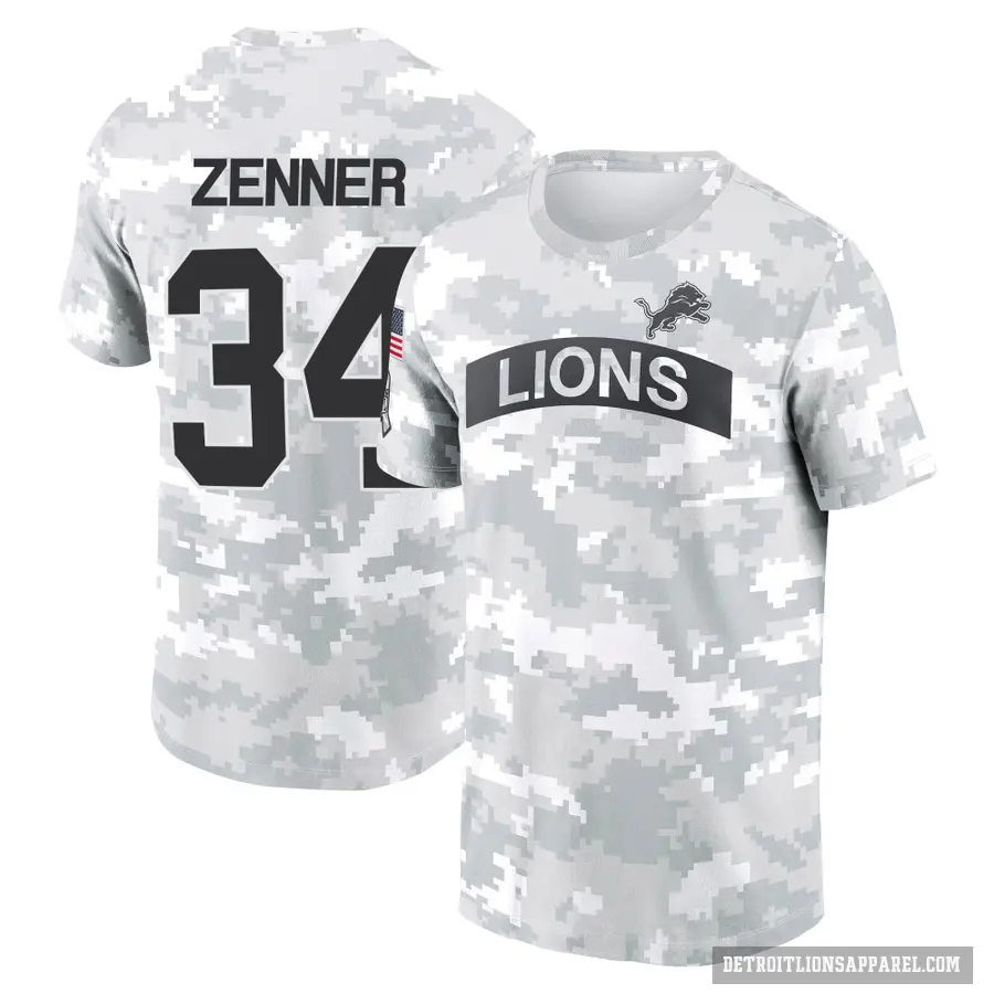 Youth ＃34 Zach Zenner Detroit Lions Camo Arctic 2024 Salute to Service Performance T-Shirt