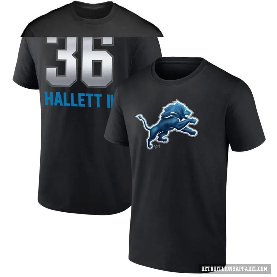 Youth ＃36 Erick Hallett II Detroit Lions Black Midnight Mascot T-Shirt