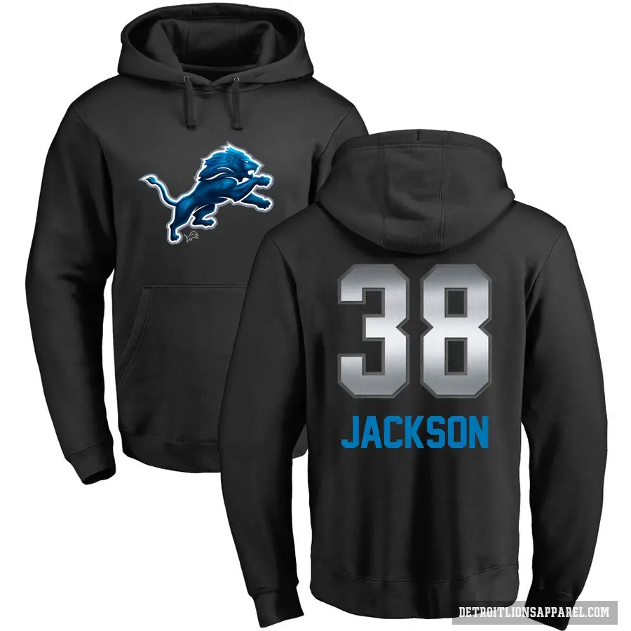 Youth ＃38 Justin Jackson Detroit Lions Black Midnight Mascot Pullover Hoodie