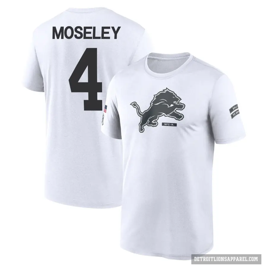 Youth ＃4 Emmanuel Moseley Detroit Lions White 2024 Salute to Service Performance T-Shirt