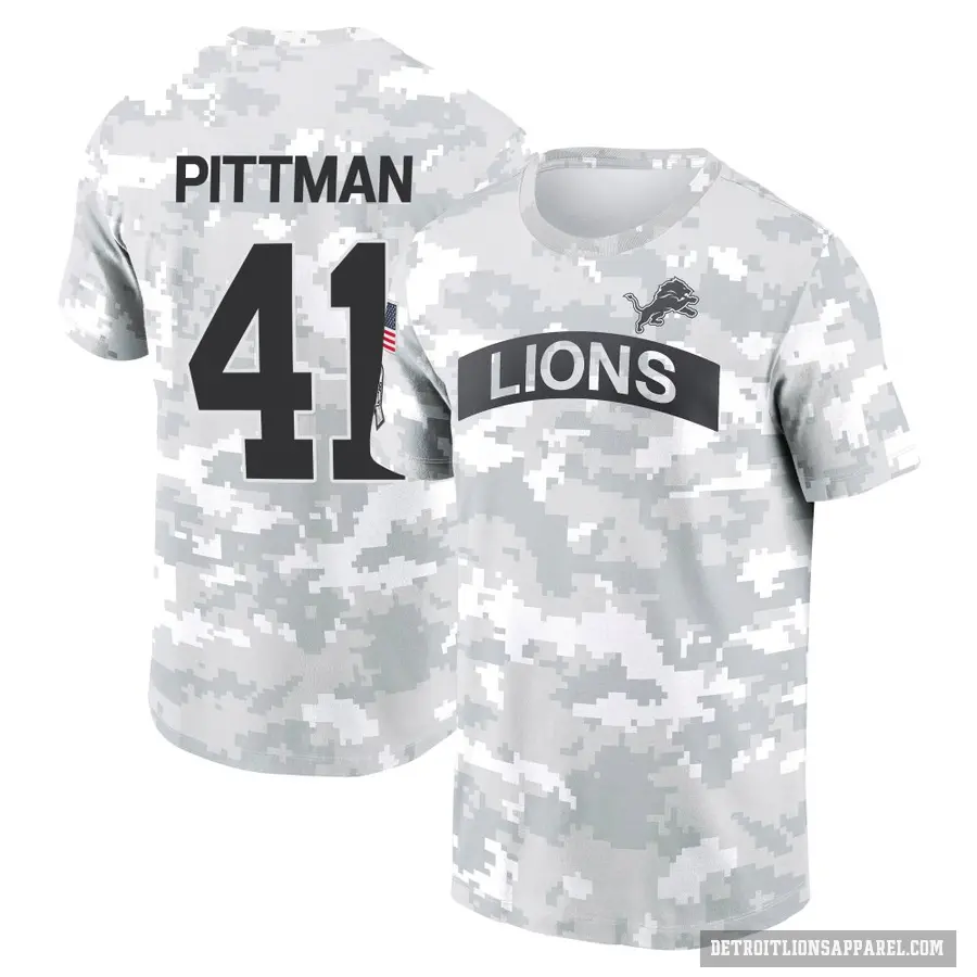 Youth ＃41 Anthony Pittman Detroit Lions Camo Arctic 2024 Salute to Service Performance T-Shirt