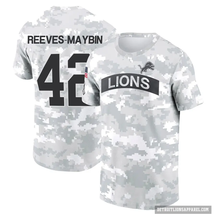 Youth ＃42 Jalen Reeves-Maybin Detroit Lions Camo Arctic 2024 Salute to Service Performance T-Shirt
