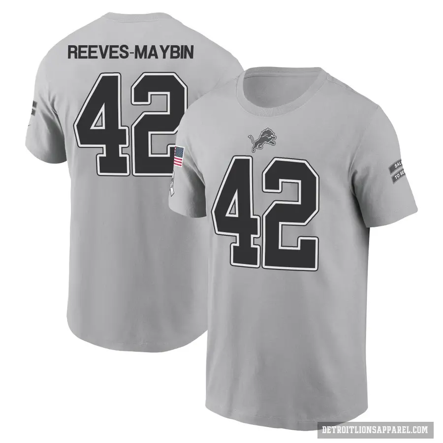 Youth ＃42 Jalen Reeves-Maybin Detroit Lions Gray 2024 Salute to Service T-Shirt