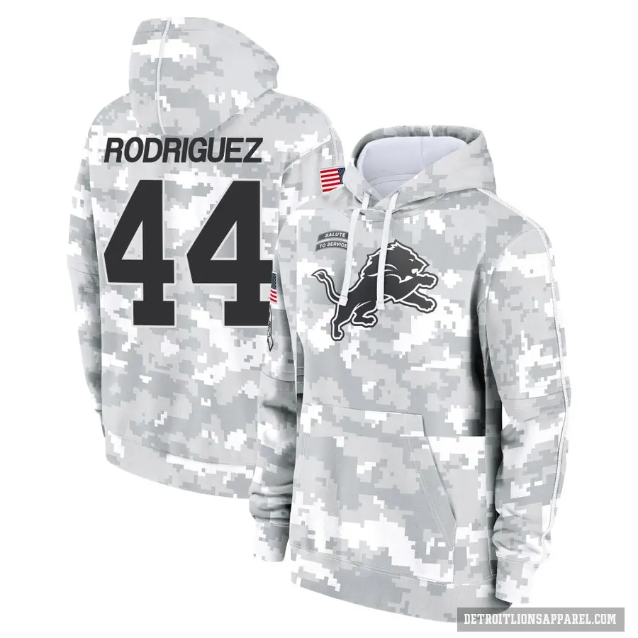 Youth ＃44 Malcolm Rodriguez Detroit Lions Arctic Camo 2024 Salute to Service Club Fleece Pullover Hoodie