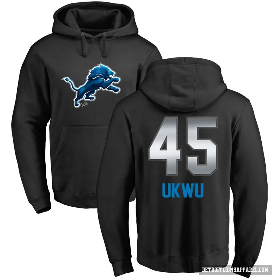 Youth ＃45 Isaac Ukwu Detroit Lions Black Midnight Mascot Pullover Hoodie