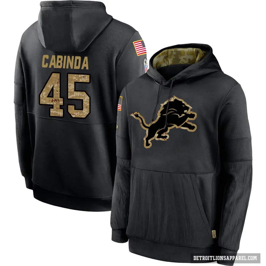 Youth ＃45 Jason Cabinda Detroit Lions Black 2020 Salute to Service Sideline Performance Pullover Hoodie