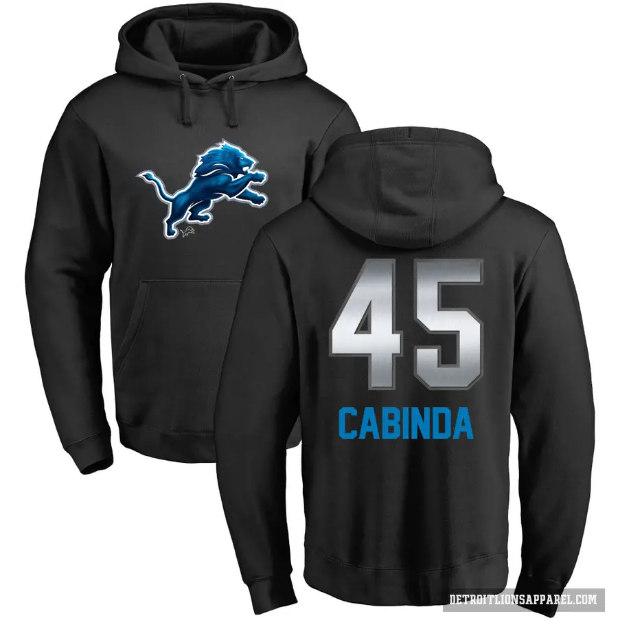 Youth ＃45 Jason Cabinda Detroit Lions Black Midnight Mascot Pullover Hoodie