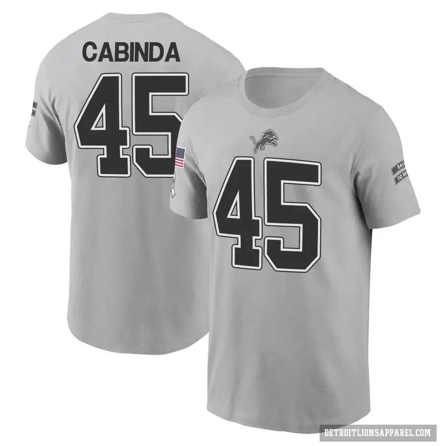 Youth ＃45 Jason Cabinda Detroit Lions Gray 2024 Salute to Service T-Shirt