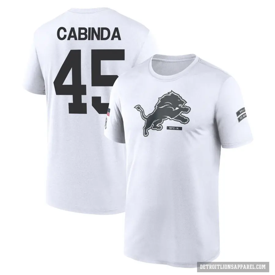 Youth ＃45 Jason Cabinda Detroit Lions White 2024 Salute to Service Performance T-Shirt