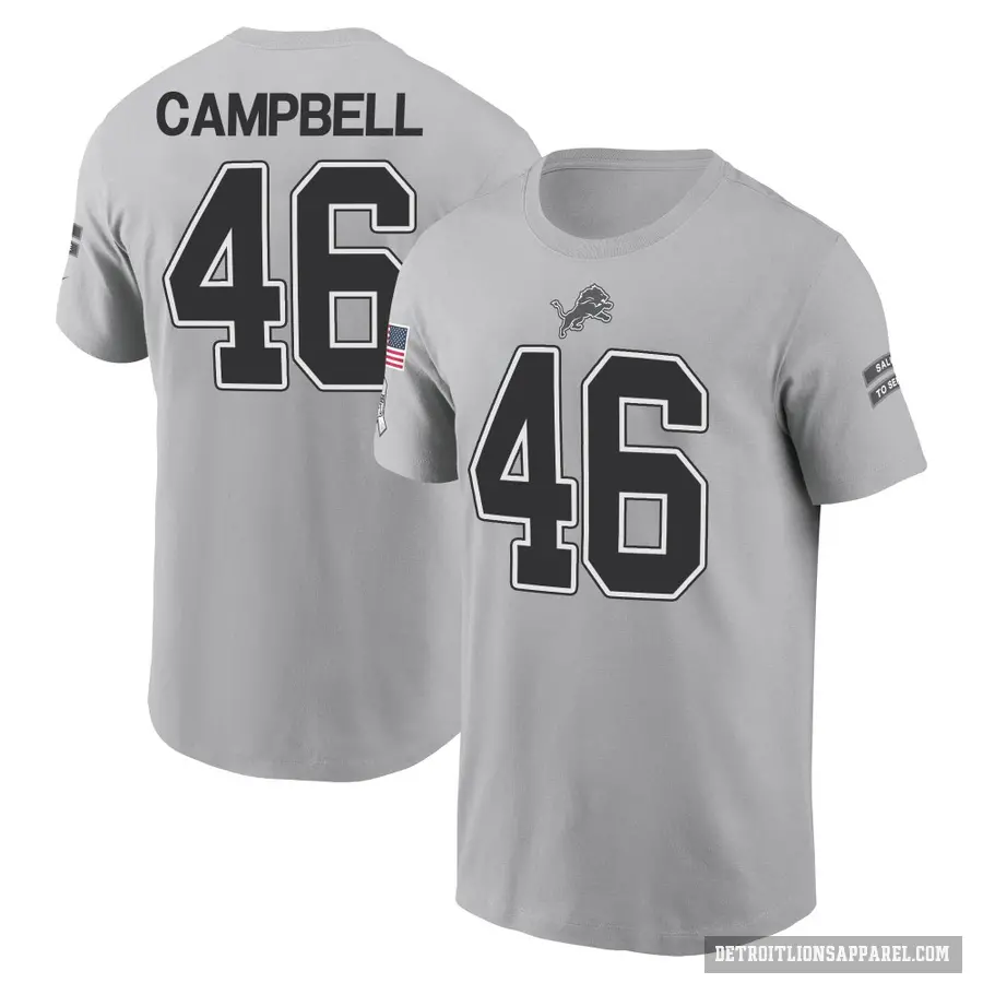 Youth ＃46 Jack Campbell Detroit Lions Gray 2024 Salute to Service T-Shirt