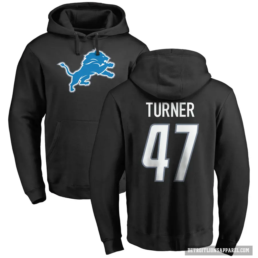 Youth ＃47 Ezekiel Turner Detroit Lions Black Pro Line Logo Pullover Hoodie