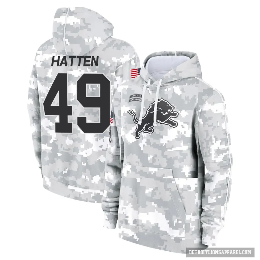 Youth ＃49 Hogan Hatten Detroit Lions Arctic Camo 2024 Salute to Service Club Fleece Pullover Hoodie