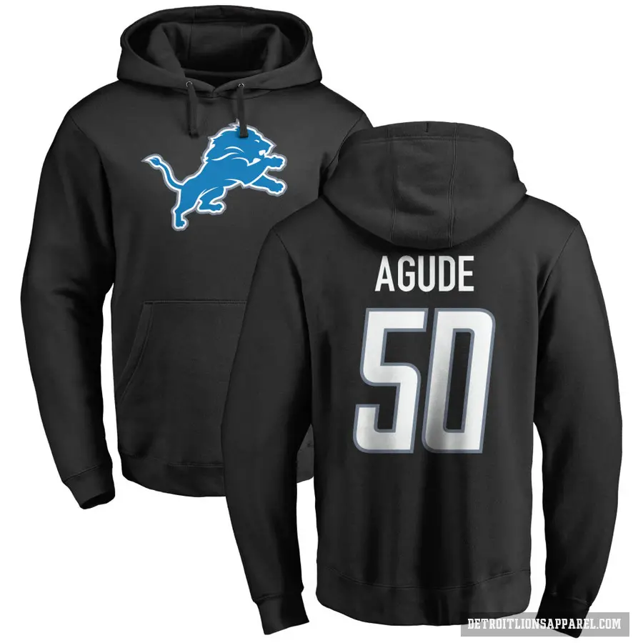 Youth ＃50 Mitchell Agude Detroit Lions Black Pro Line Logo Pullover Hoodie