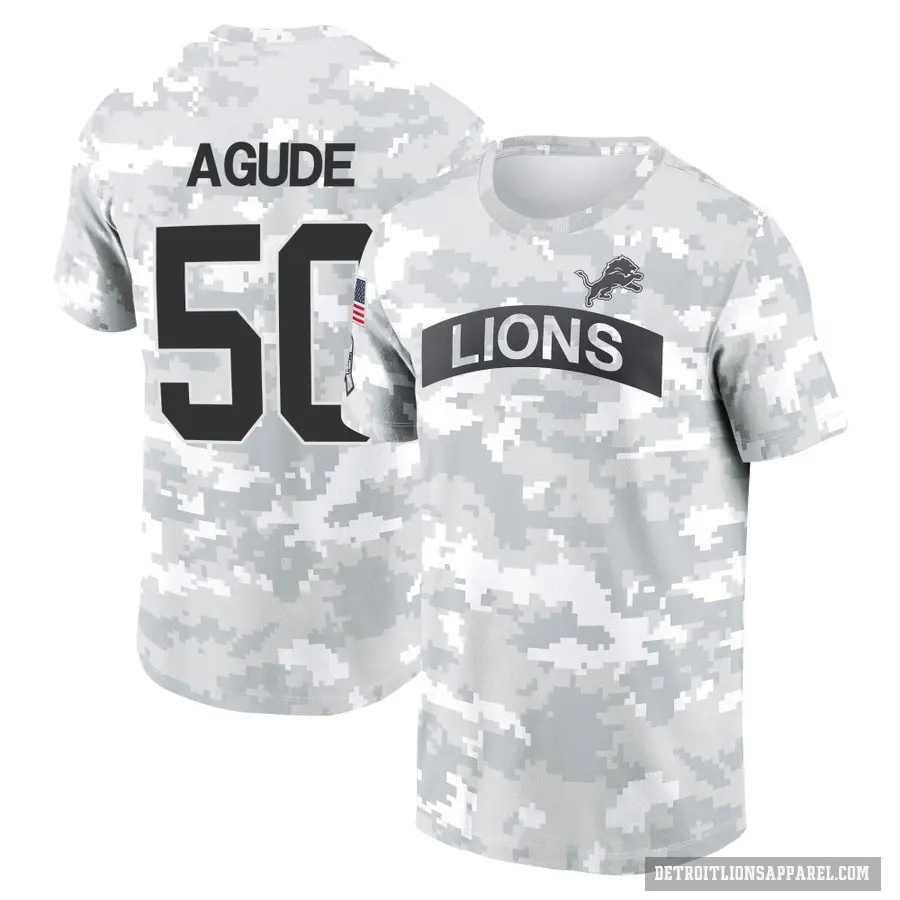 Youth ＃50 Mitchell Agude Detroit Lions Camo Arctic 2024 Salute to Service Performance T-Shirt