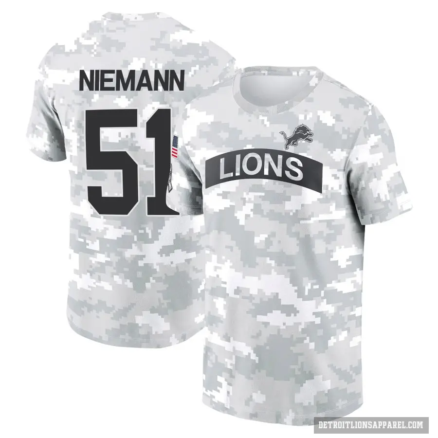 Youth ＃51 Ben Niemann Detroit Lions Camo Arctic 2024 Salute to Service Performance T-Shirt