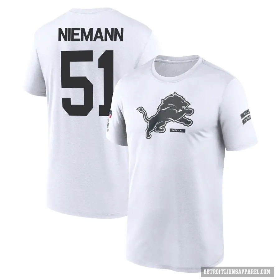 Youth ＃51 Ben Niemann Detroit Lions White 2024 Salute to Service Performance T-Shirt