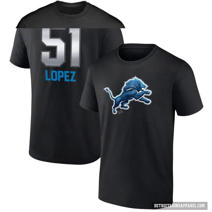Youth ＃51 Roy Lopez Detroit Lions Black Midnight Mascot T-Shirt