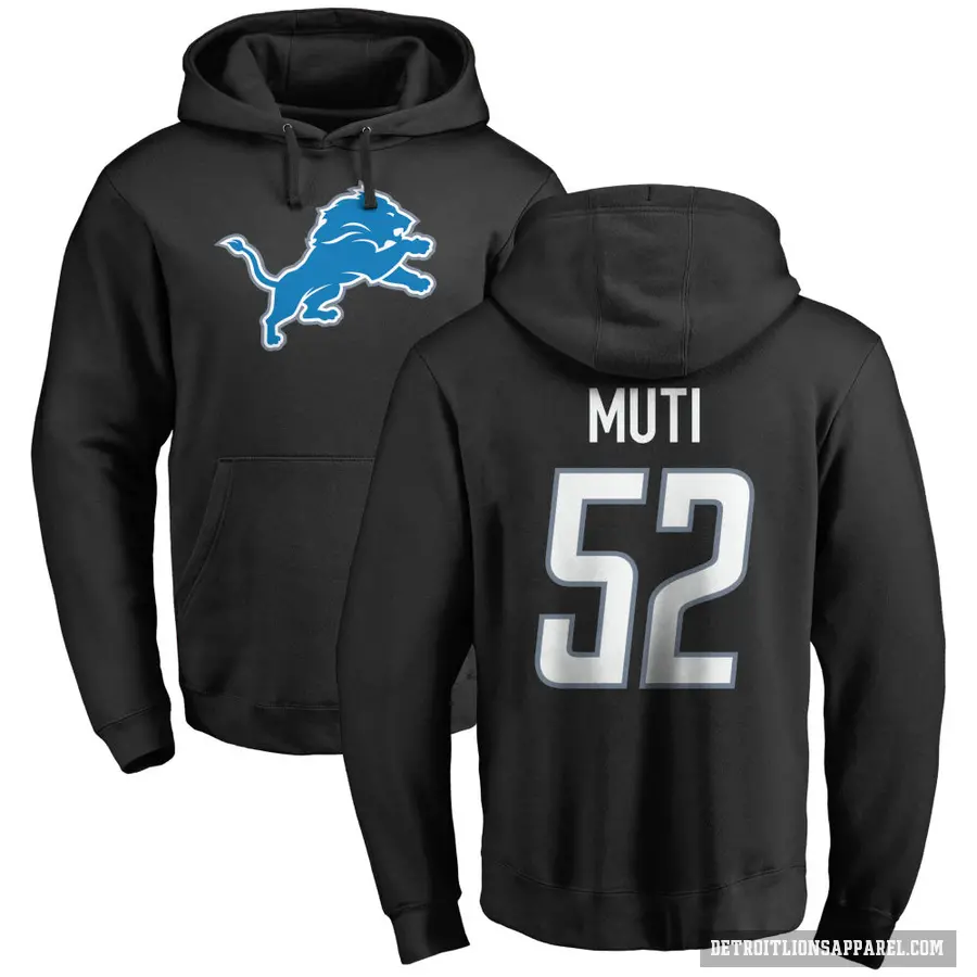 Youth ＃52 Netane Muti Detroit Lions Black Pro Line Logo Pullover Hoodie
