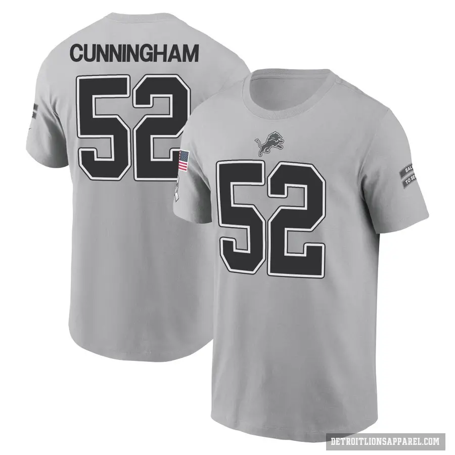 Youth ＃52 Zach Cunningham Detroit Lions Gray 2024 Salute to Service T-Shirt