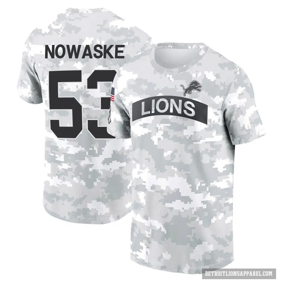 Youth ＃53 Trevor Nowaske Detroit Lions Camo Arctic 2024 Salute to Service Performance T-Shirt