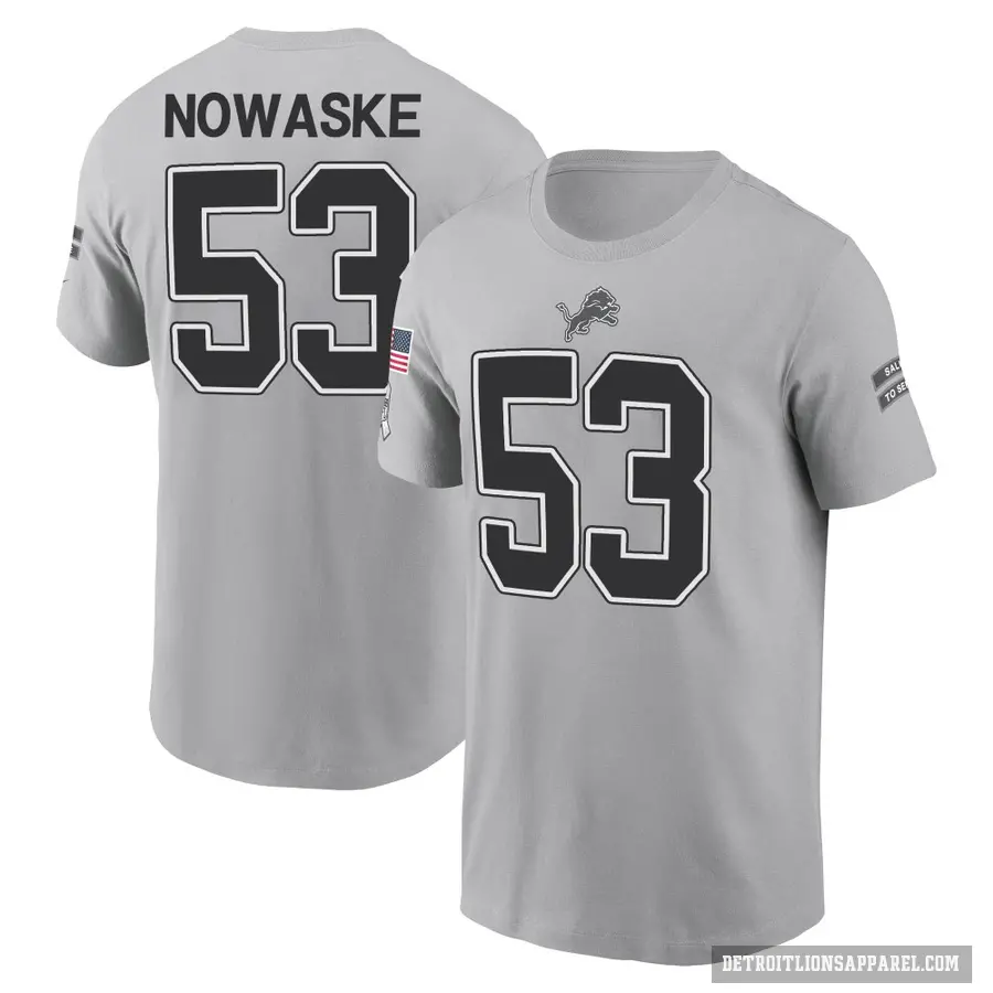 Youth ＃53 Trevor Nowaske Detroit Lions Gray 2024 Salute to Service T-Shirt