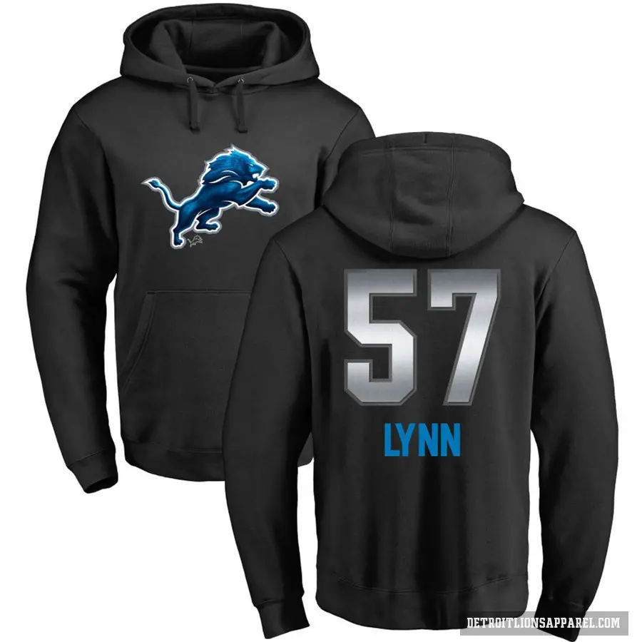 Youth ＃57 Nate Lynn Detroit Lions Black Midnight Mascot Pullover Hoodie