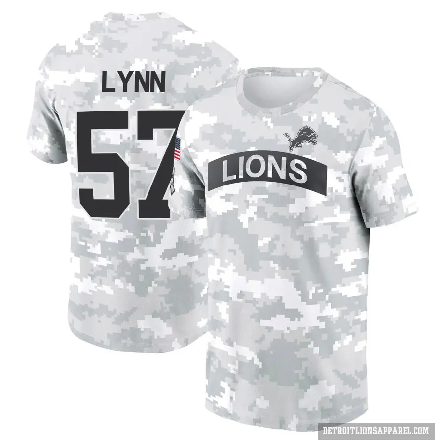Youth ＃57 Nate Lynn Detroit Lions Camo Arctic 2024 Salute to Service Performance T-Shirt