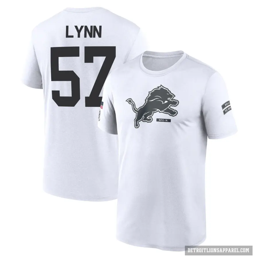 Youth ＃57 Nate Lynn Detroit Lions White 2024 Salute to Service Performance T-Shirt