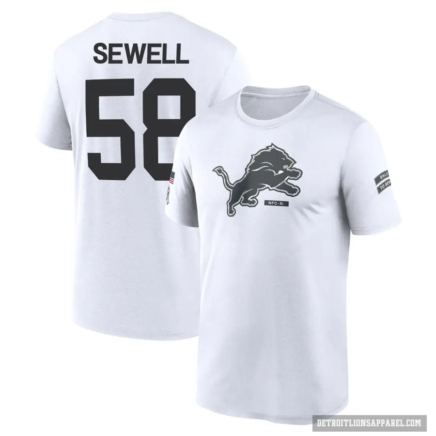 Youth ＃58 Penei Sewell Detroit Lions White 2024 Salute to Service Performance T-Shirt