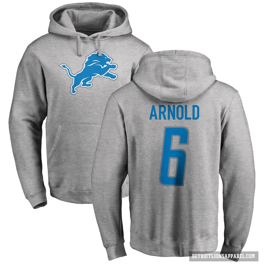 Youth ＃6 Terrion Arnold Detroit Lions Pro Line Ash Name & Number Logo Pullover Hoodie