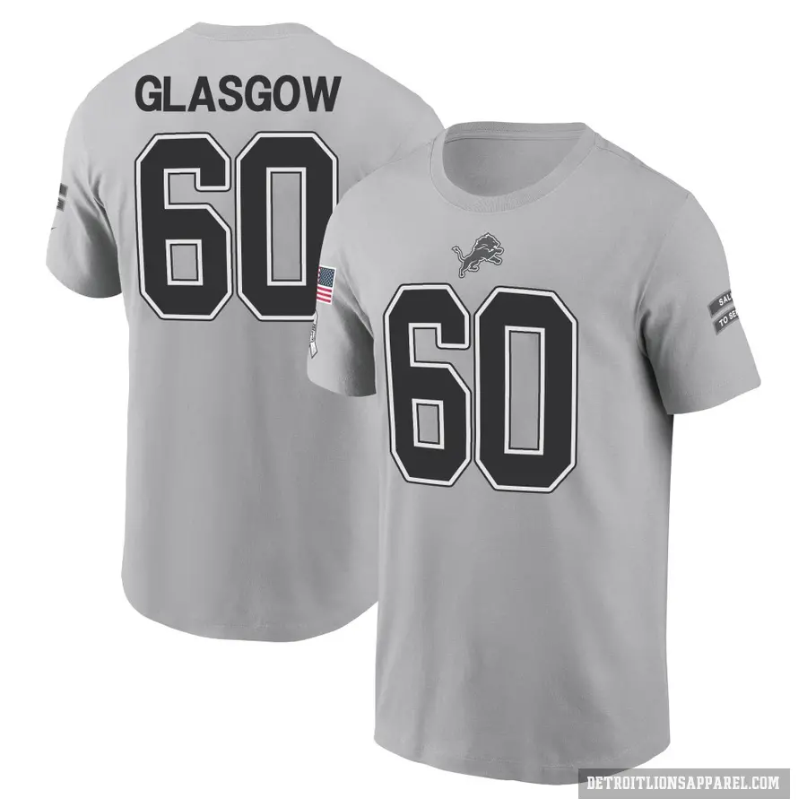 Youth ＃60 Graham Glasgow Detroit Lions Gray 2024 Salute to Service T-Shirt