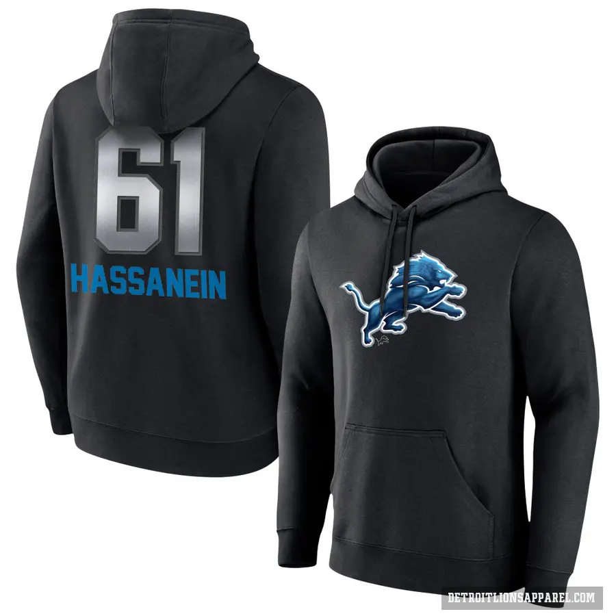 Youth ＃61 Ahmed Hassanein Detroit Lions Black Midnight Mascot Pullover Hoodie