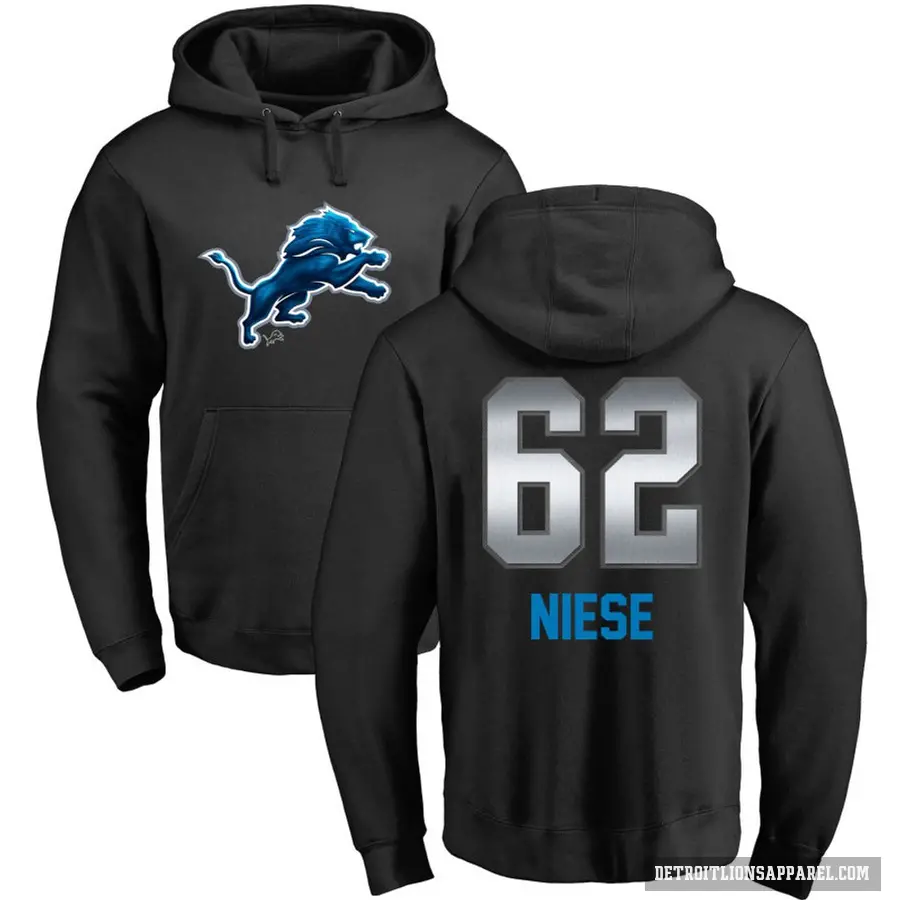 Youth ＃62 Michael Niese Detroit Lions Black Midnight Mascot Pullover Hoodie