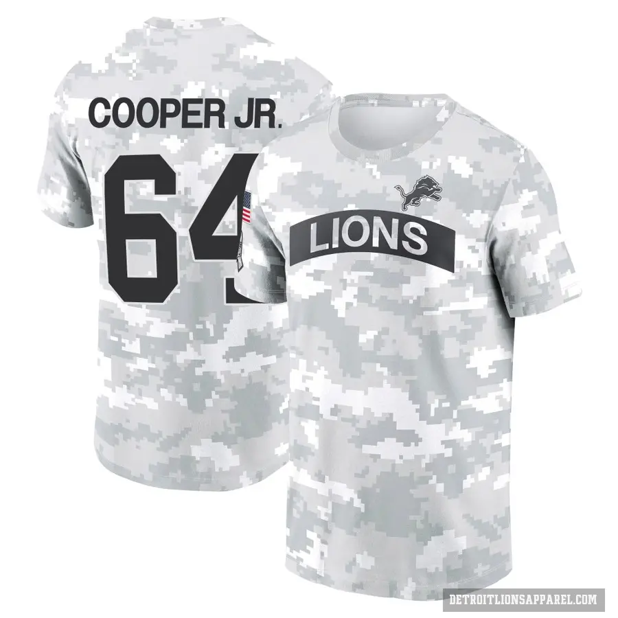 Youth ＃64 Keith Cooper Jr. Detroit Lions Camo Arctic 2024 Salute to Service Performance T-Shirt