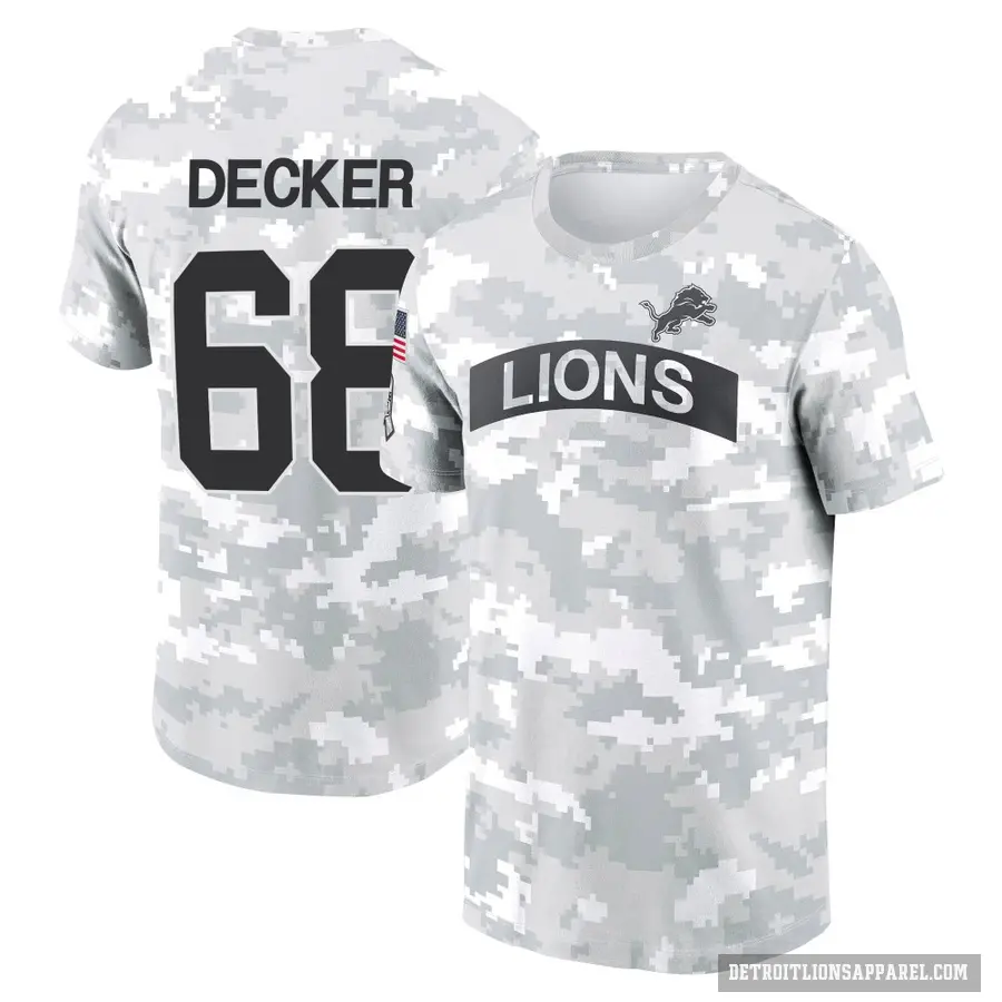 Youth ＃68 Taylor Decker Detroit Lions Camo Arctic 2024 Salute to Service Performance T-Shirt
