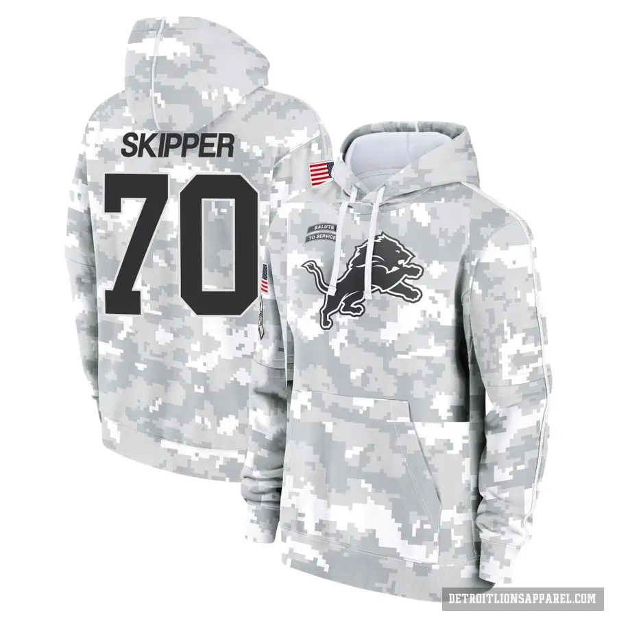 Youth ＃70 Dan Skipper Detroit Lions Arctic Camo 2024 Salute to Service Club Fleece Pullover Hoodie