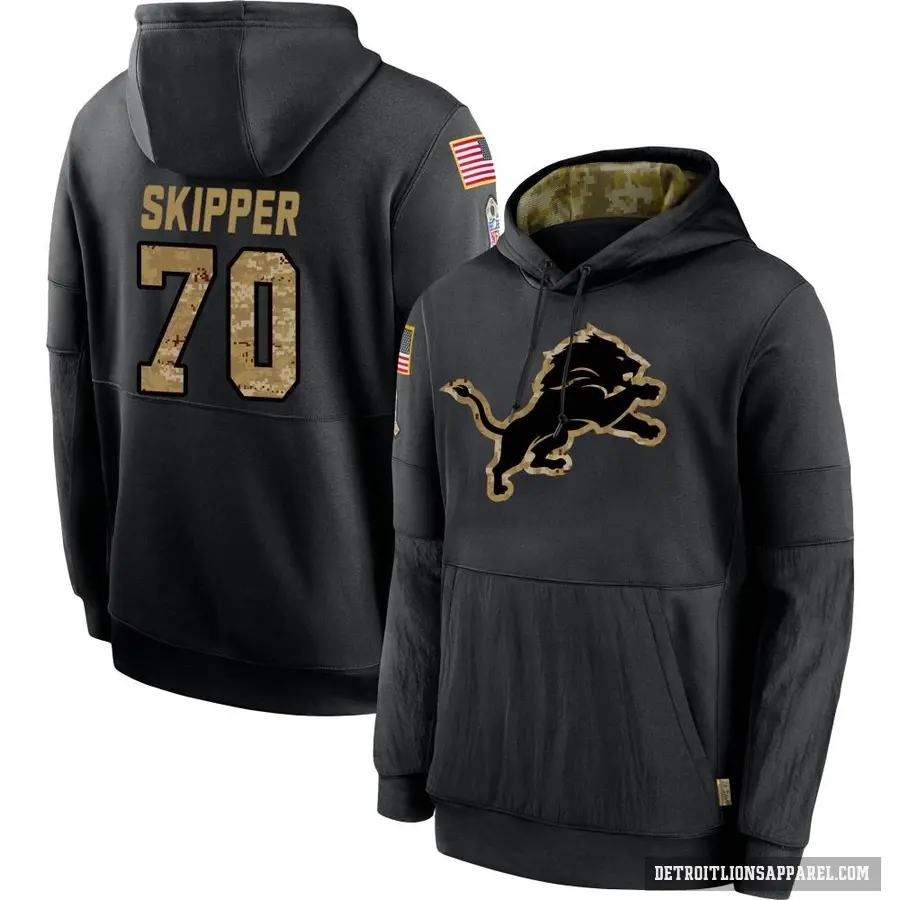 Youth ＃70 Dan Skipper Detroit Lions Black 2020 Salute to Service Sideline Performance Pullover Hoodie
