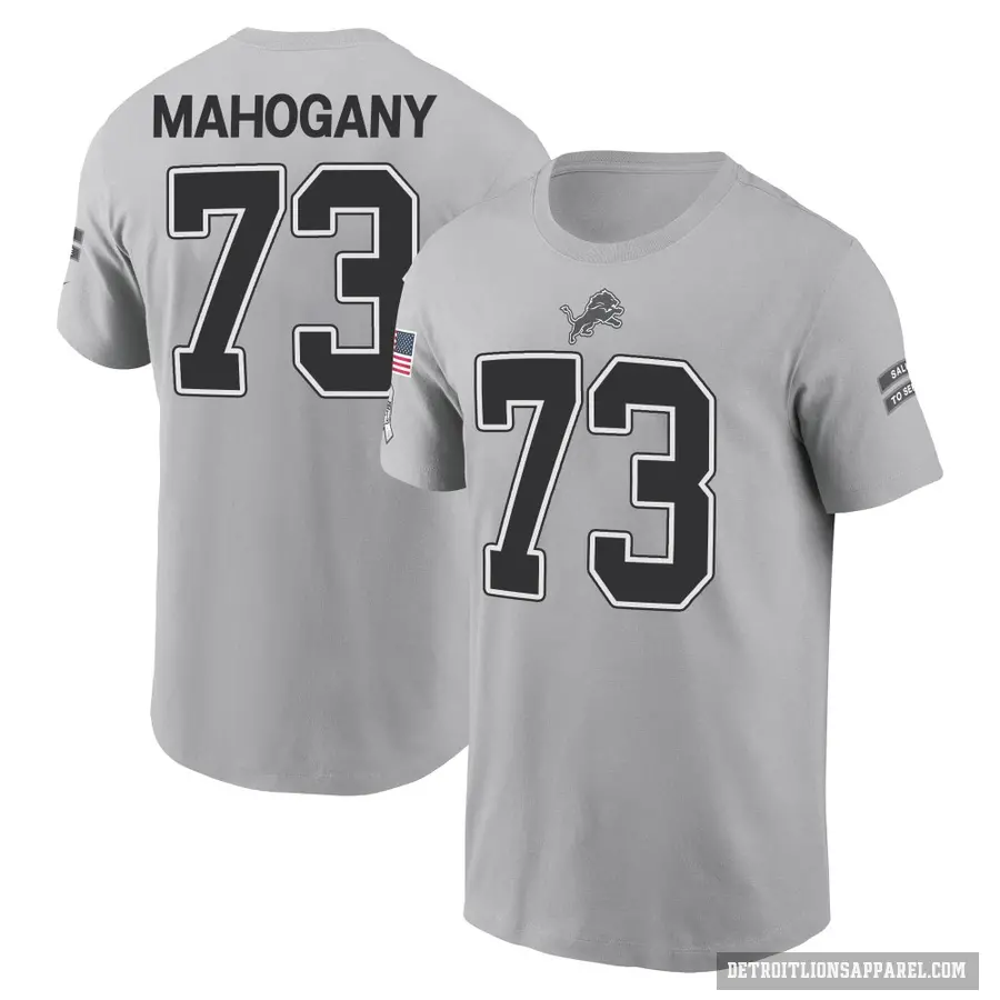 Youth ＃73 Christian Mahogany Detroit Lions Gray 2024 Salute to Service T-Shirt