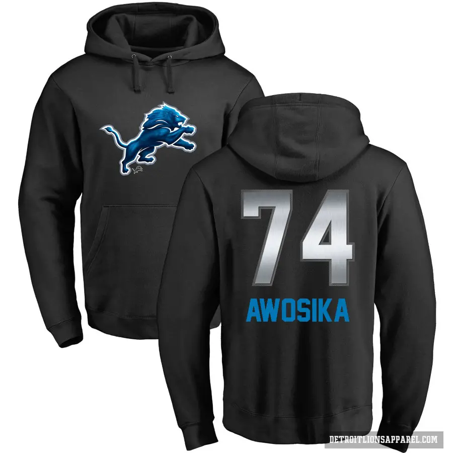 Youth ＃74 Kayode Awosika Detroit Lions Black Midnight Mascot Pullover Hoodie