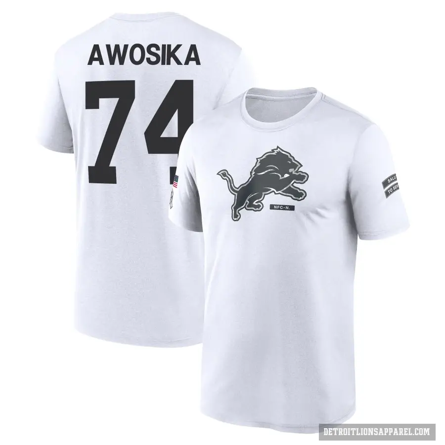 Youth ＃74 Kayode Awosika Detroit Lions White 2024 Salute to Service Performance T-Shirt