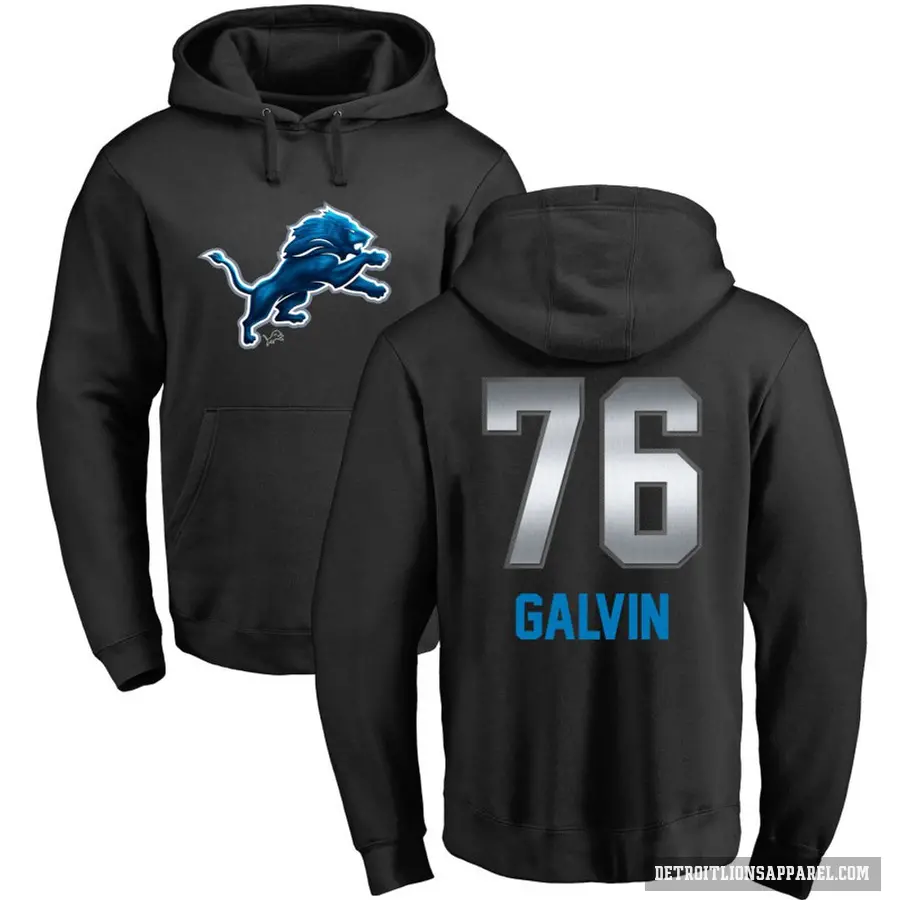 Youth ＃76 Connor Galvin Detroit Lions Black Midnight Mascot Pullover Hoodie