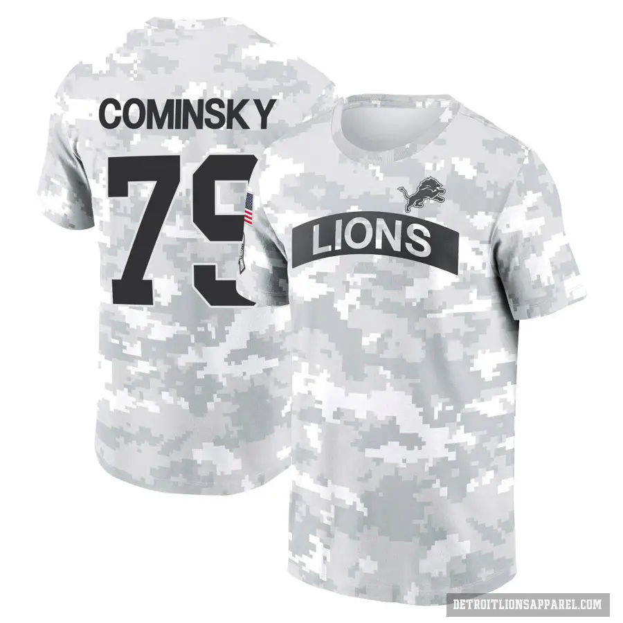 Youth ＃79 John Cominsky Detroit Lions Camo Arctic 2024 Salute to Service Performance T-Shirt