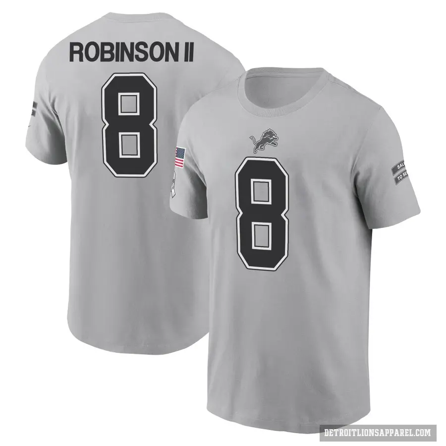 Youth ＃8 Allen Robinson Detroit Lions Gray 2024 Salute to Service T-Shirt