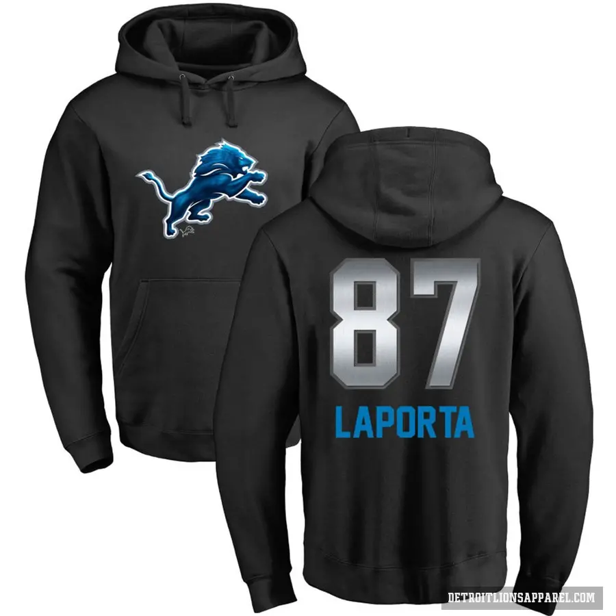 Youth ＃87 Sam LaPorta Detroit Lions Black Midnight Mascot Pullover Hoodie