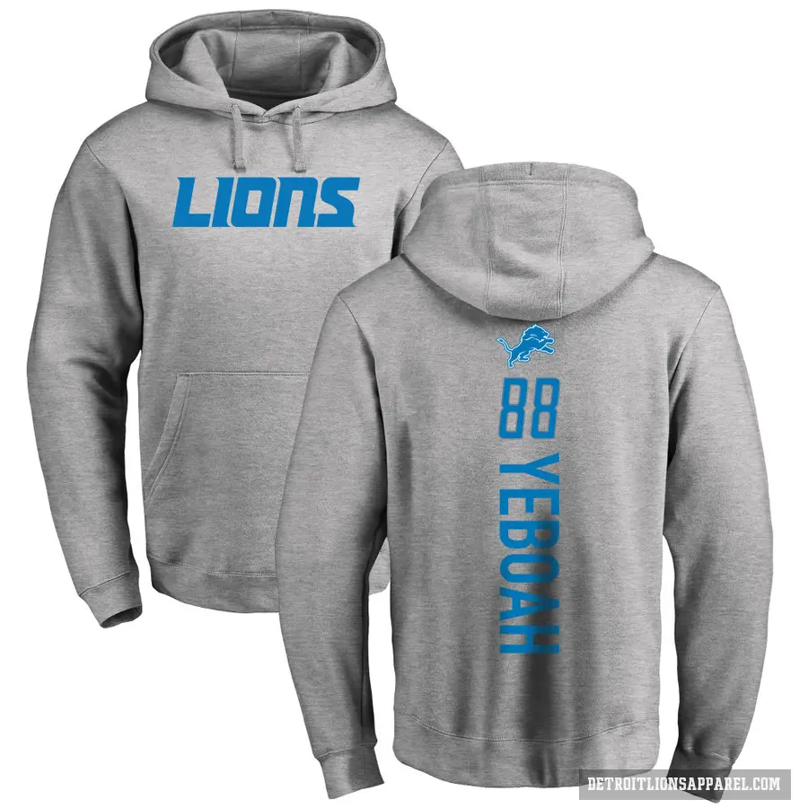 Youth ＃88 Kenny Yeboah Detroit Lions Pro Line Ash Backer Pullover Hoodie