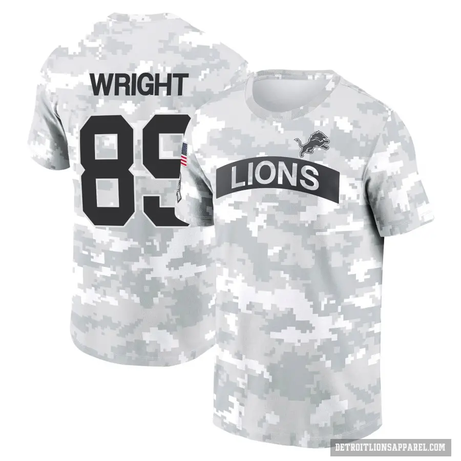 Youth ＃89 Brock Wright Detroit Lions Camo Arctic 2024 Salute to Service Performance T-Shirt