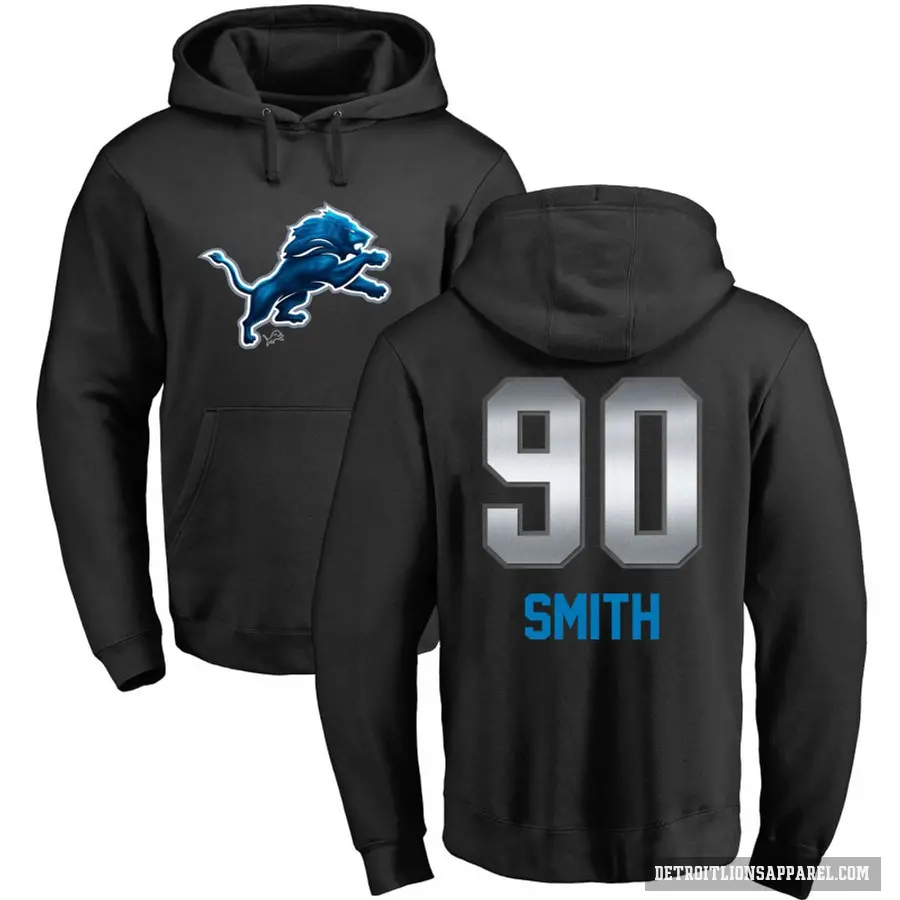 Youth ＃90 Chris Smith Detroit Lions Black Midnight Mascot Pullover Hoodie