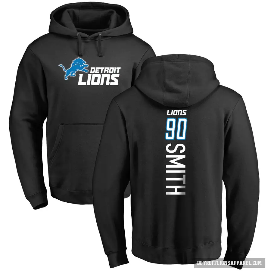 Youth ＃90 Chris Smith Detroit Lions Black Pro Line Backer Pullover Hoodie