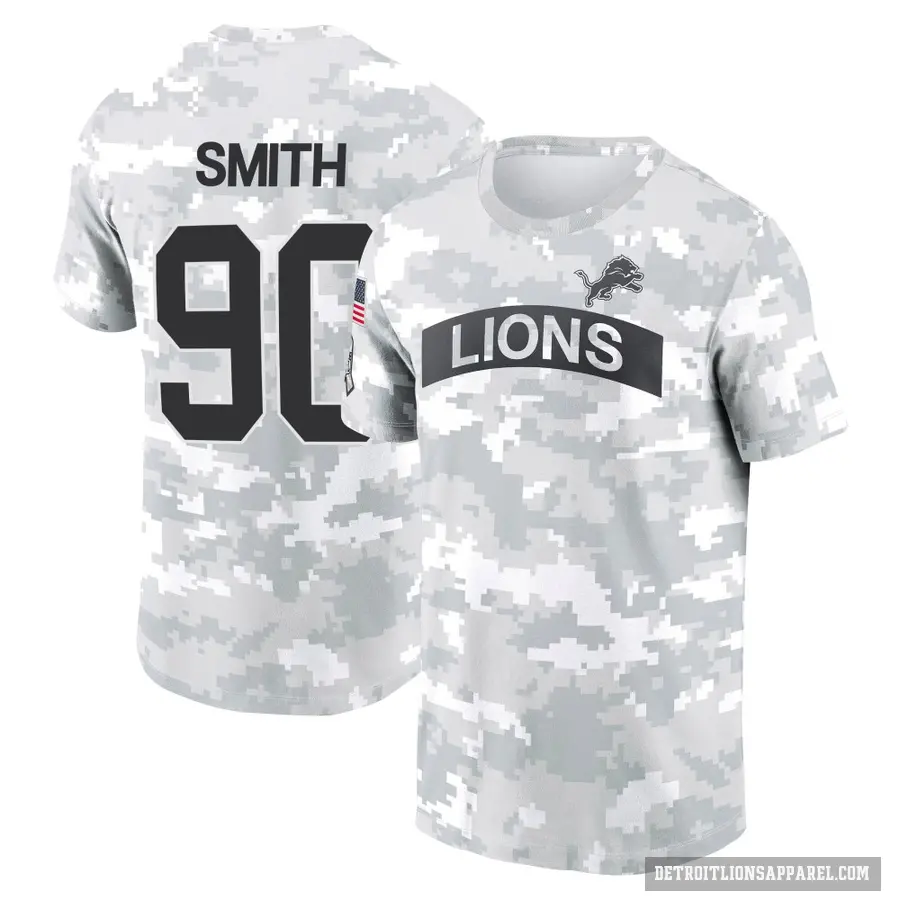 Youth ＃90 Chris Smith Detroit Lions Camo Arctic 2024 Salute to Service Performance T-Shirt